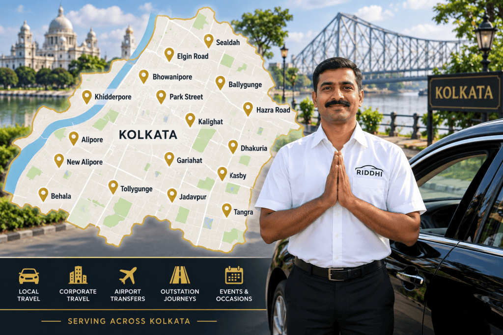 Driver service coverage areas across Kolkata